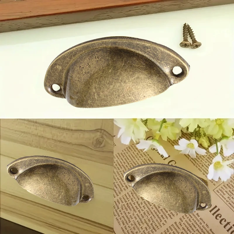 Vintage Shell Handles Cabinets Pulls Drawer Knobs Replacement Handles For Furniture Cupboard Closet Door Furniture Hardware