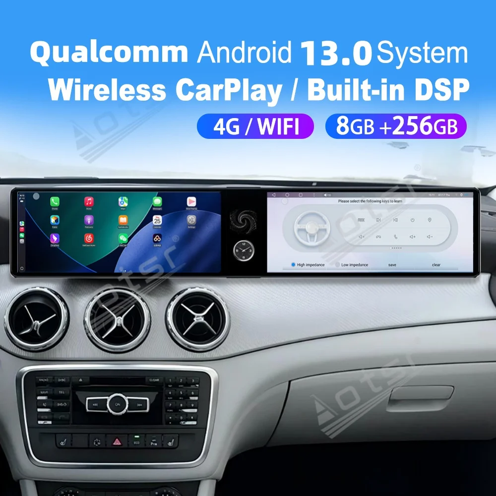 

12,3 "двойной Qualcomm Carplay Android автомобильный мультимедийный автомобильный для Mercedes-Benz GLA 2013 ~ 2015 GPS-навигация автомобильный радиоприемник