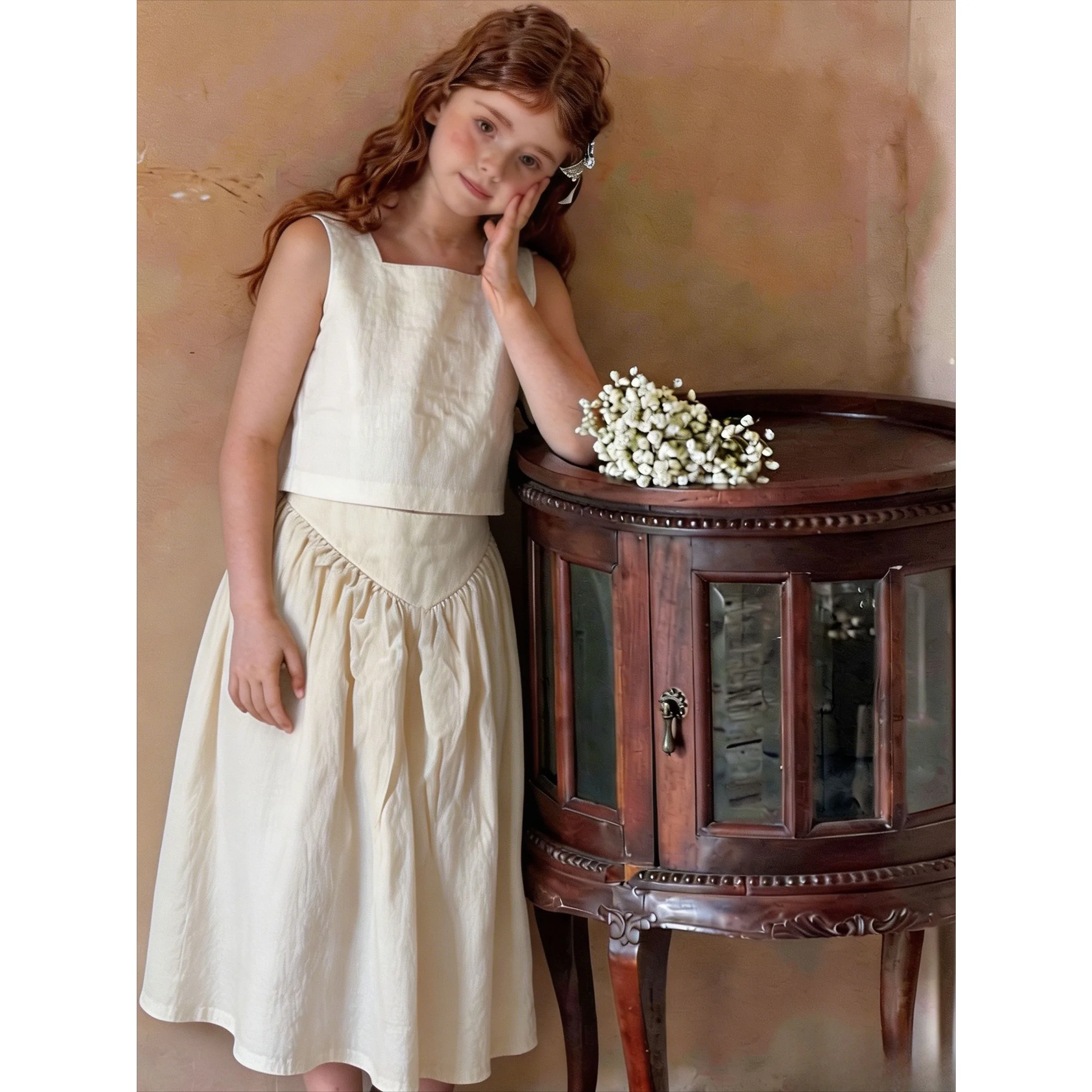 Girls Dress 2026 Summer Style New Western Style Childrens French Backless Long Skirt Mid Size Childrens Fashionable Vest Dress