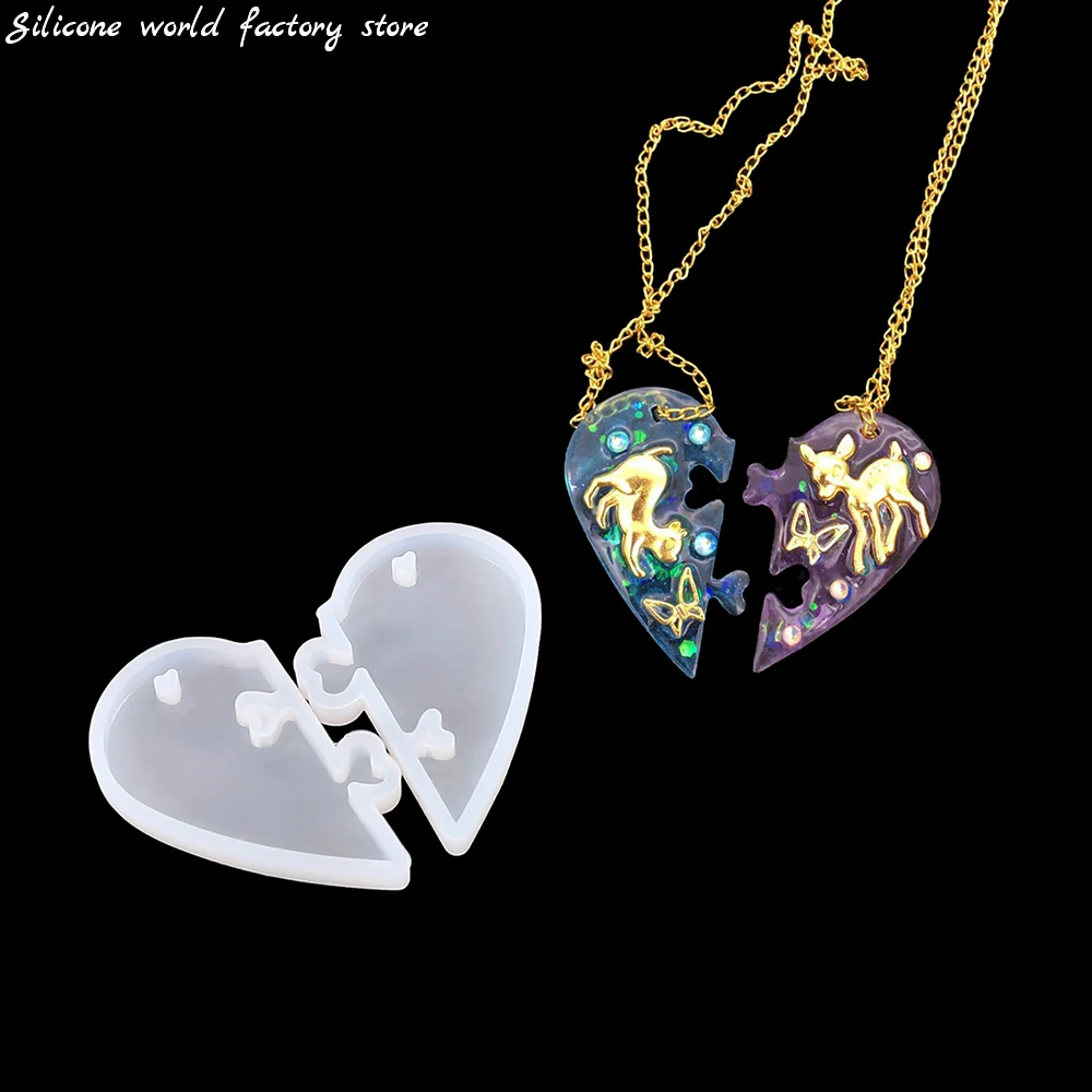 Silicone world Heart locks for lovers Necklace Pendant Silicone Mold DIY Crystal Epoxy Resin Mould Jewelry Making Tools