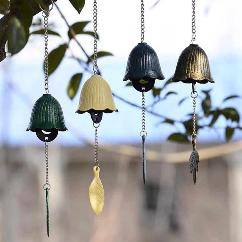 Retro Japanese Iron Wind Chimes Durable Material, Soft Sound Outdoor Garden Decoration, Lucky Temple Bells