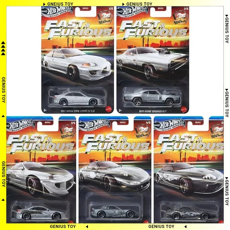 

Hot Wheels 2026 Fast & Furious Silver Anniversary Honda Dodge Mitsubishi Mazda Toyota 1:64 Diecast Alloy Metal Body Car Model