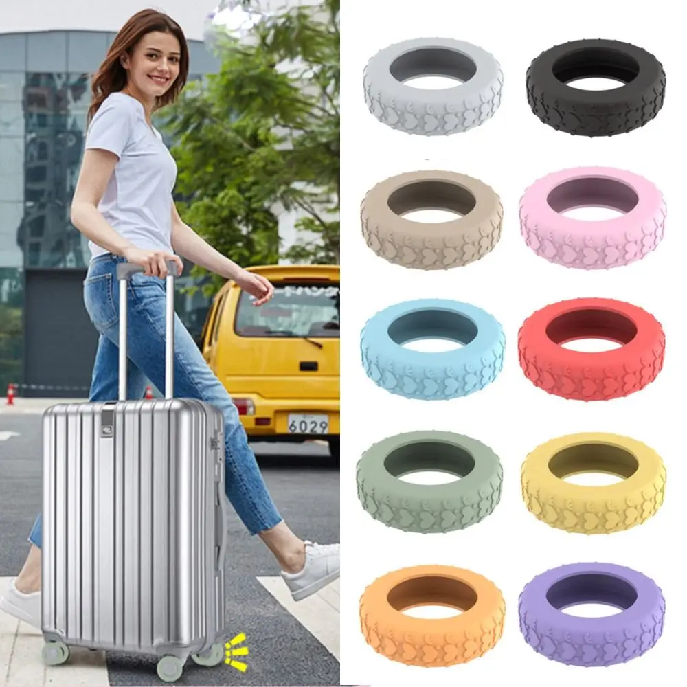 8Pcs Silicone Luggage Wheels Protector Cover Anti-slip Reduce Noise Suitcases Wheel Protection Rings Shock Absorption