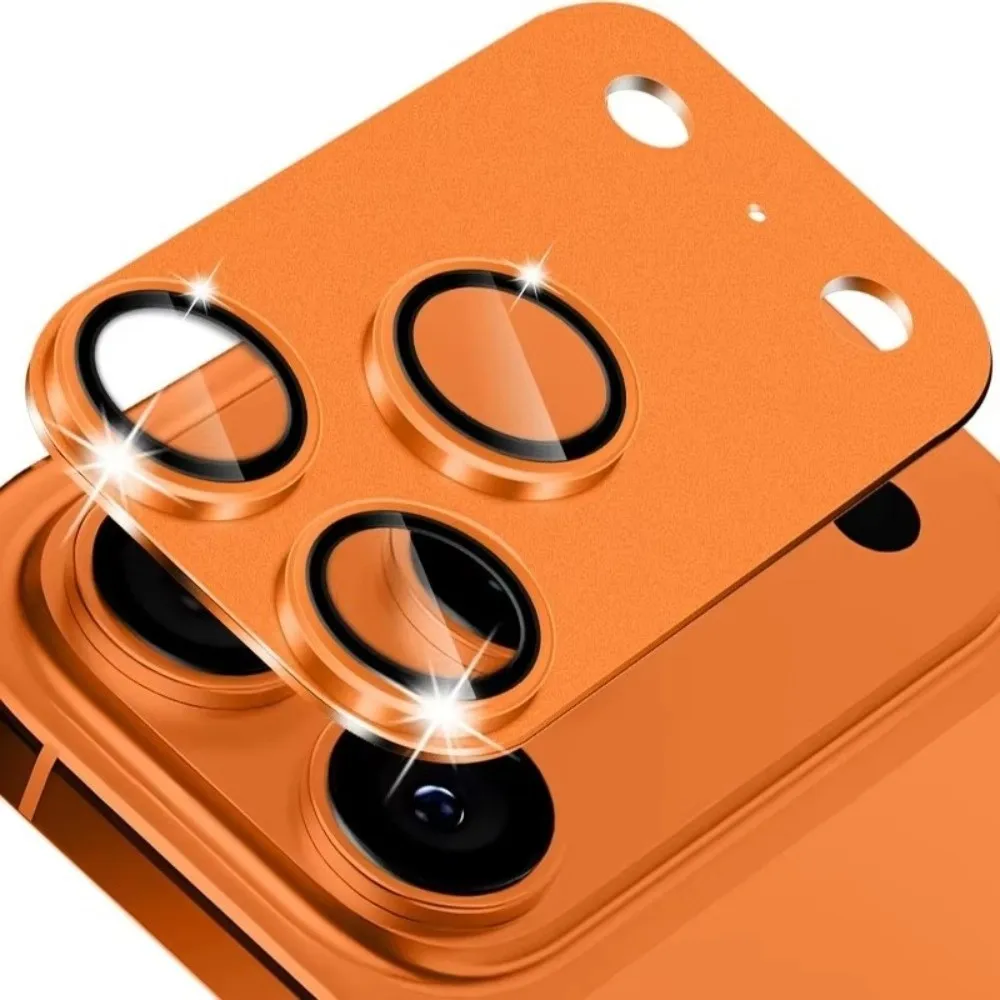 Protector de lente de vidrio templado de Metal, cubierta completa, película protectora de cámara trasera antiarañazos, naranja HD para iPhone 17Pro/17 Pro Max