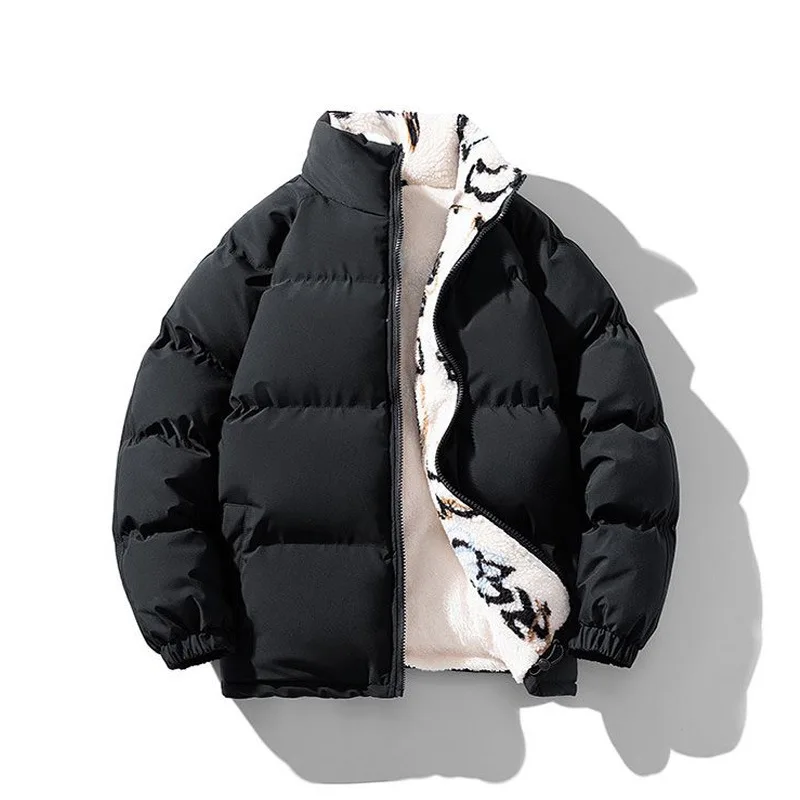 Unisex Winter Lamb Velvet Padded Coat - Stand-Up Collar Loose Thickened Warm Jacket