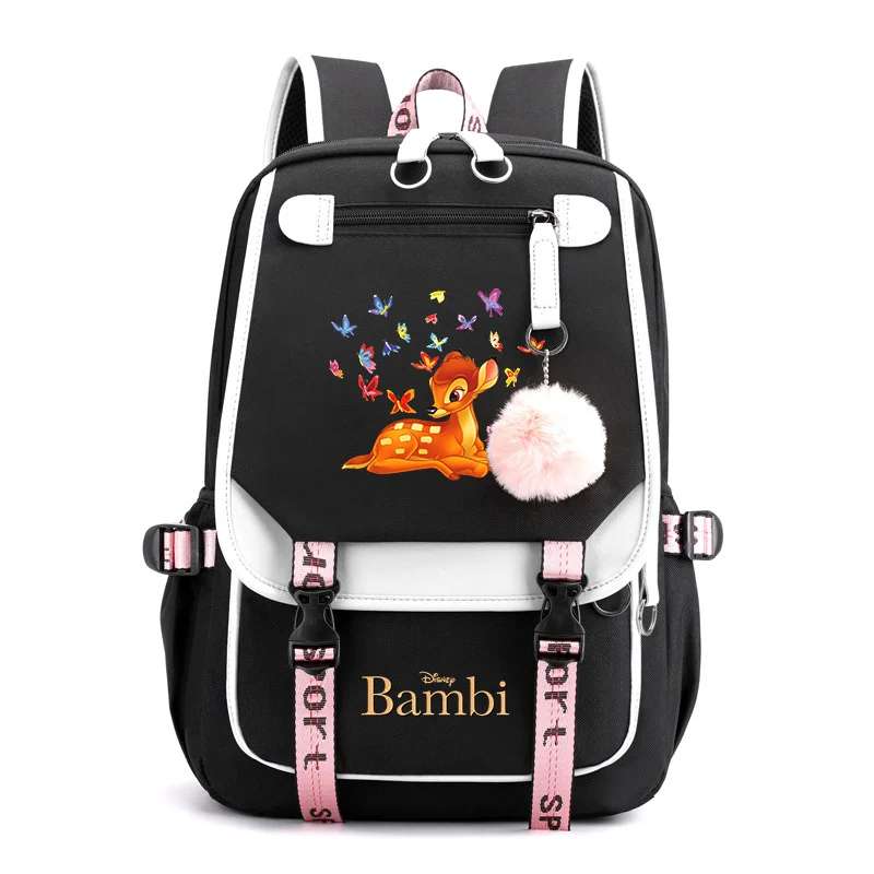 

Disney Bambi School Bag for Boys Girls Teenager USB Charging Laptop Backpacks Women Men Rucksack Travel Bag Mochila