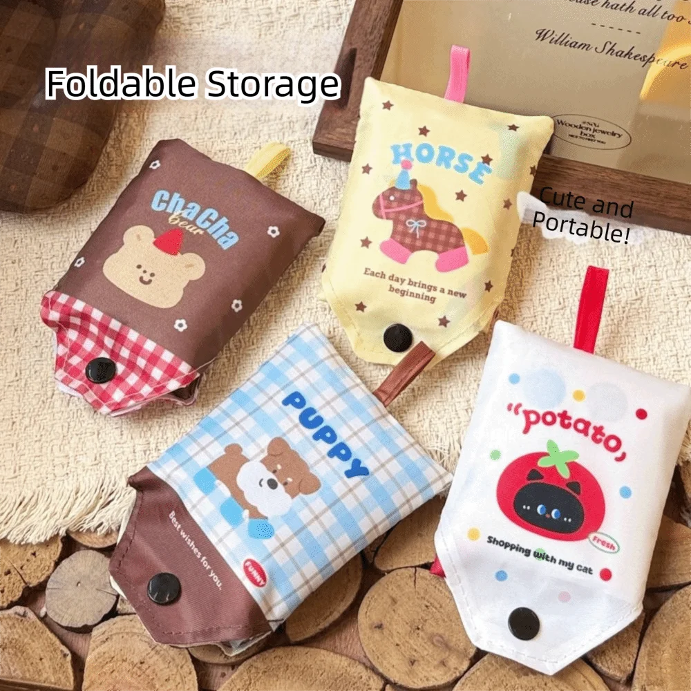 

Grocery Bag Kawaii Foldable Shopping Bag Nylon Reusable Supermarket Storage Bag Waterproof Large Capacity Eco-Friendly Bag Men