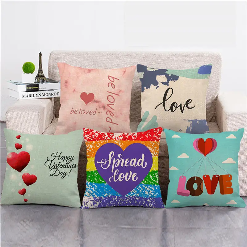 Romantic Lover Pillow Case Red Heart Pillowcase 40x40 Cm for Sofa Bed Bedroom Pillow Covers Decorative Wedding Ceremony Gift