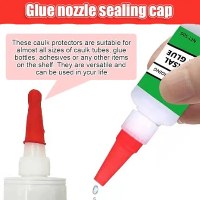 10-30pcs Caulking Gun Nozzles Cap Red Caulk Saving Caulk Glue Tip Sealing Cap For Sealing And Preserving Leakproof Sleeve Tool