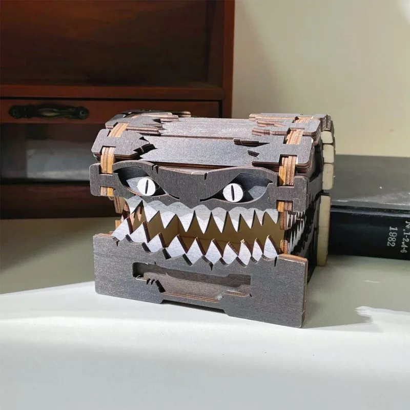 In Stock Dungeons & Dragon Game Figures Wooden Mimic Figure Dnd Creative Monster Treasure Chest Figurine Box Halloween Gifts