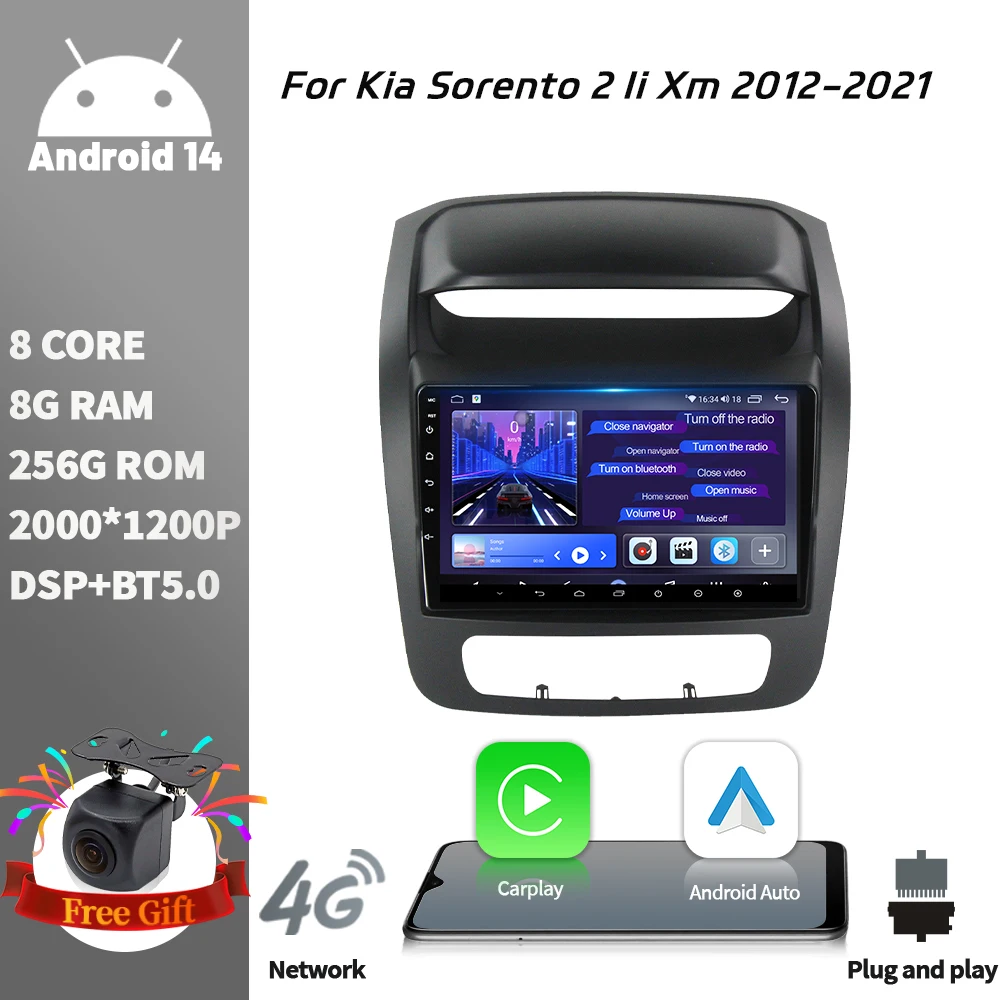 

Android 14 For Kia Sorento 2 Ii Xm 2012-2021 Screen Multimedia Autoradio Navigation Wireless Bluetooth Carplay Stereo Car Radio