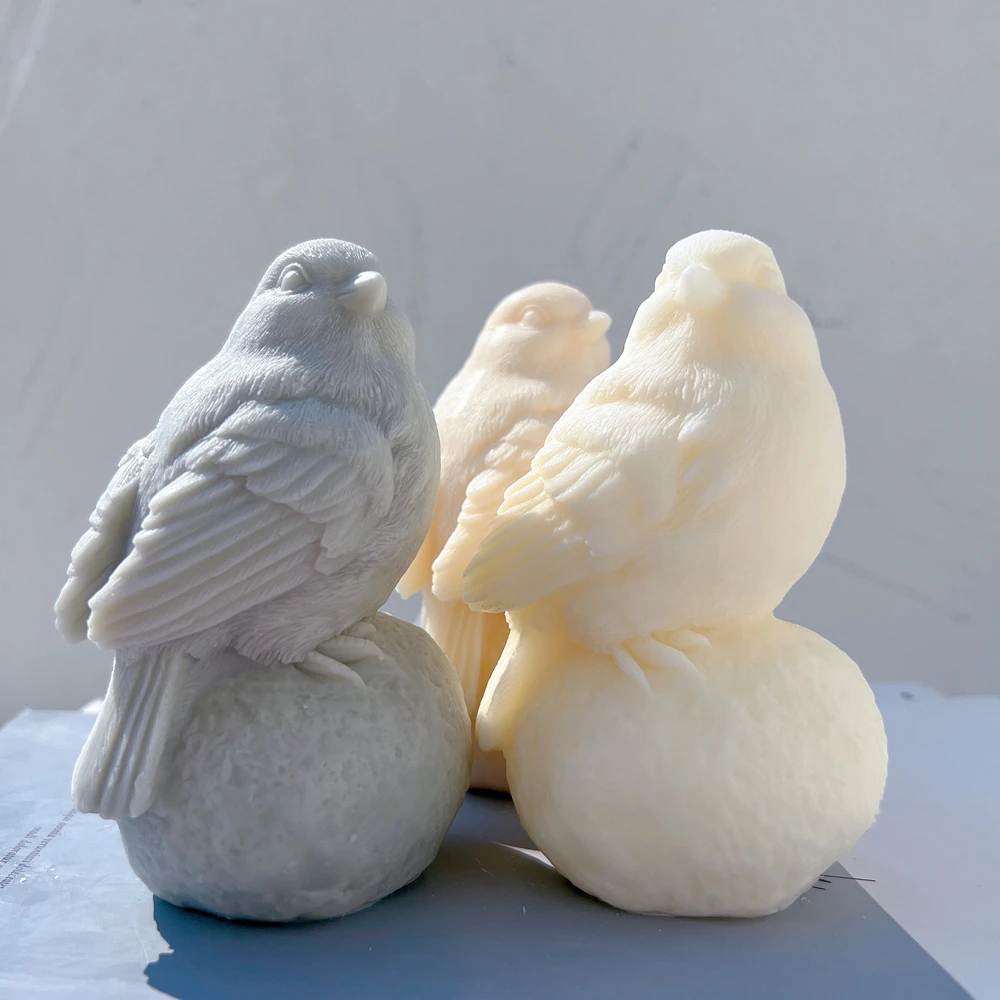 Sitting On Stone Bird Silicone Candle Mold Animal Soy Wax Mould Animal Decorative