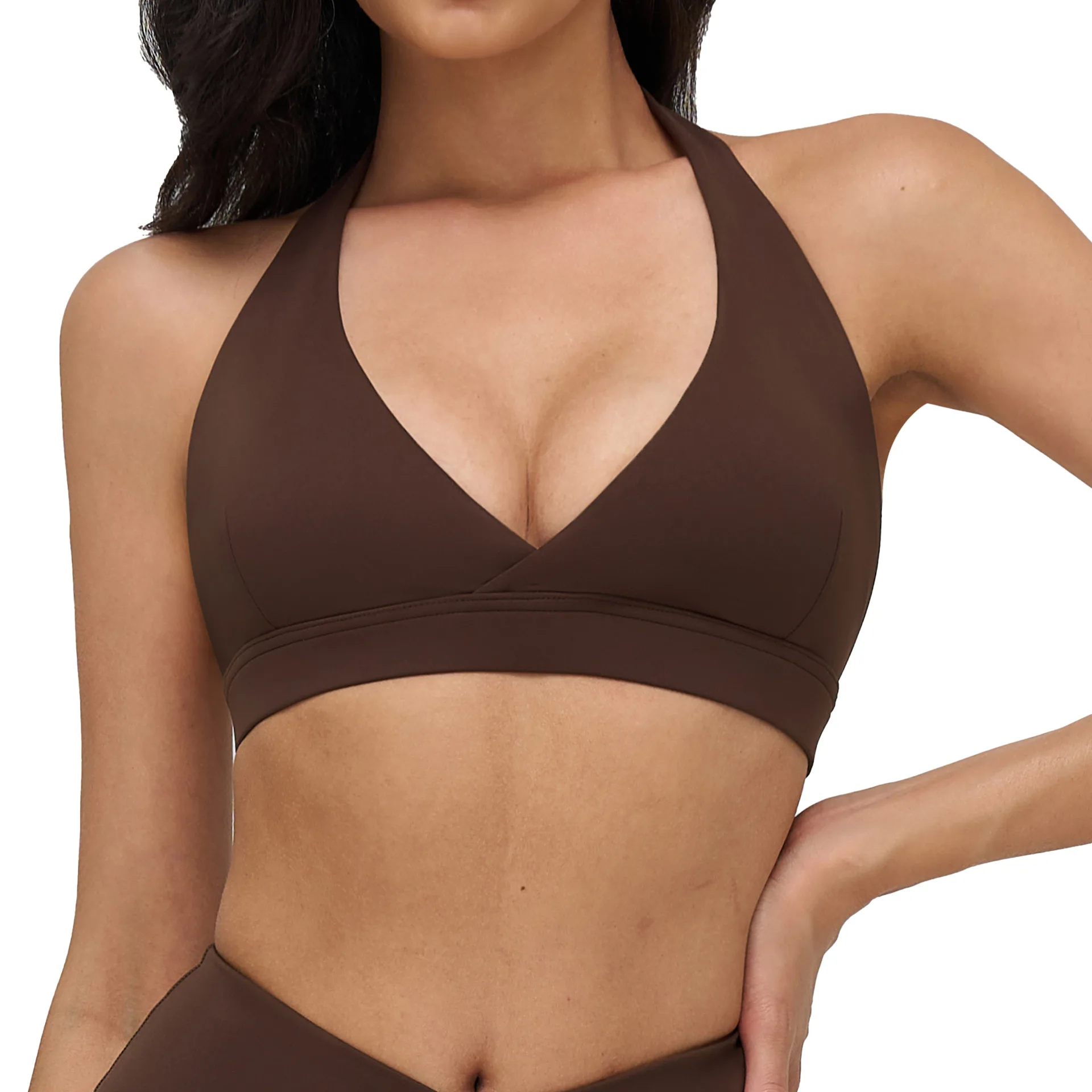 

Maxdutti Naked Yoga Bra Cross V-neck Fashion Back Sports Bra Fitness Running Sports Bra