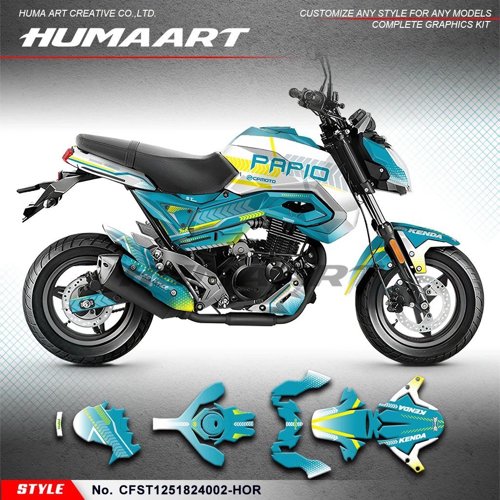 HUMAART Restyle Graphics Motorcycle Stickers for CFMOTO PAPIO ST125 ST 125 2018-2024 Protector, CFST1251824002-HOR