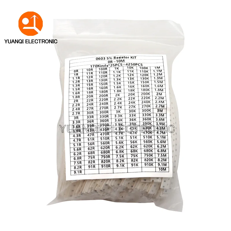 5% 0402 0603 0805 1206 SMD Chip Resistor Assorted Kit 0R - 10M ohm 170Values Resistance Samples Set