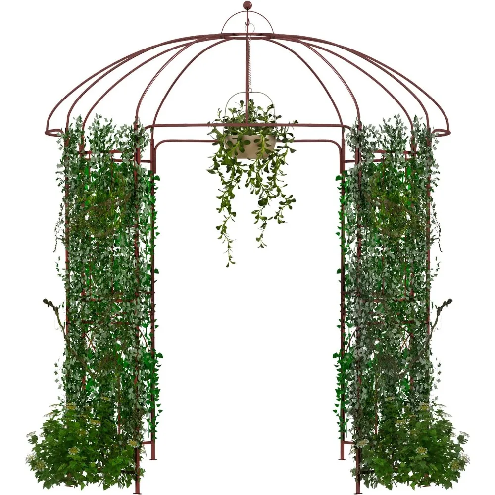 

Birdcage Shape Garden Arbor, 7 X 8.4 Ft Heavy Duty Metal Garden Gazebo Pergola with Trellis, Garden Arch Trellis