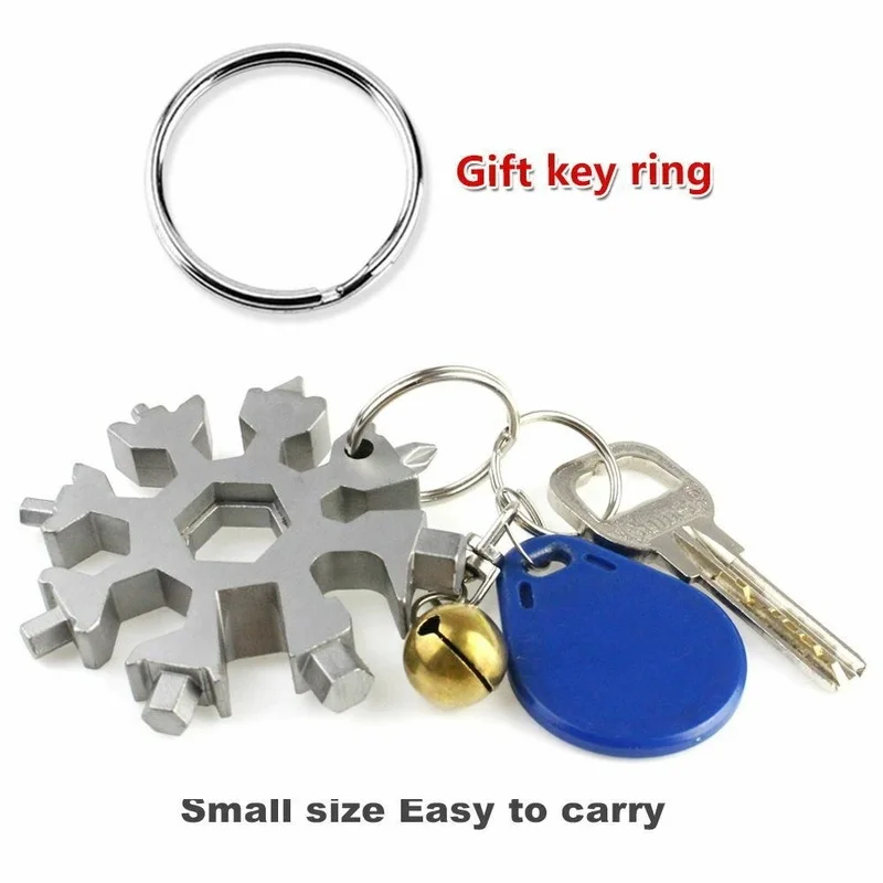 18 In 1 Sneeuwvlok Multi Multifunctionele Tool Key Ring Spanner Inbussleutel Multifunctionele Outdoor Hexagon Sneeuwvlok Multitool