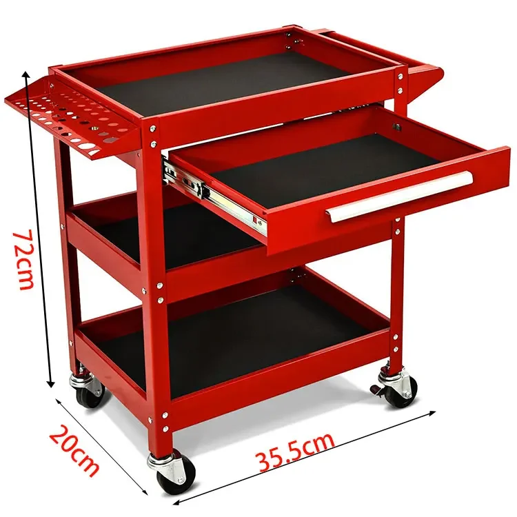 Huiyang High Quality Auto Repair Tool Cart 3 Shelf Tool Cart Car Detailing Trolley Detailing Cart