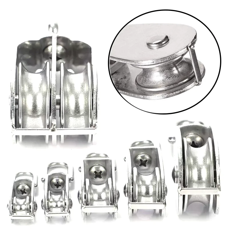Stainless Steel Wire Rope Crane Pulley Block M15-m75 Lifting Crane Hook Single/double Pulley Block For Hanging Wire Towing Whee