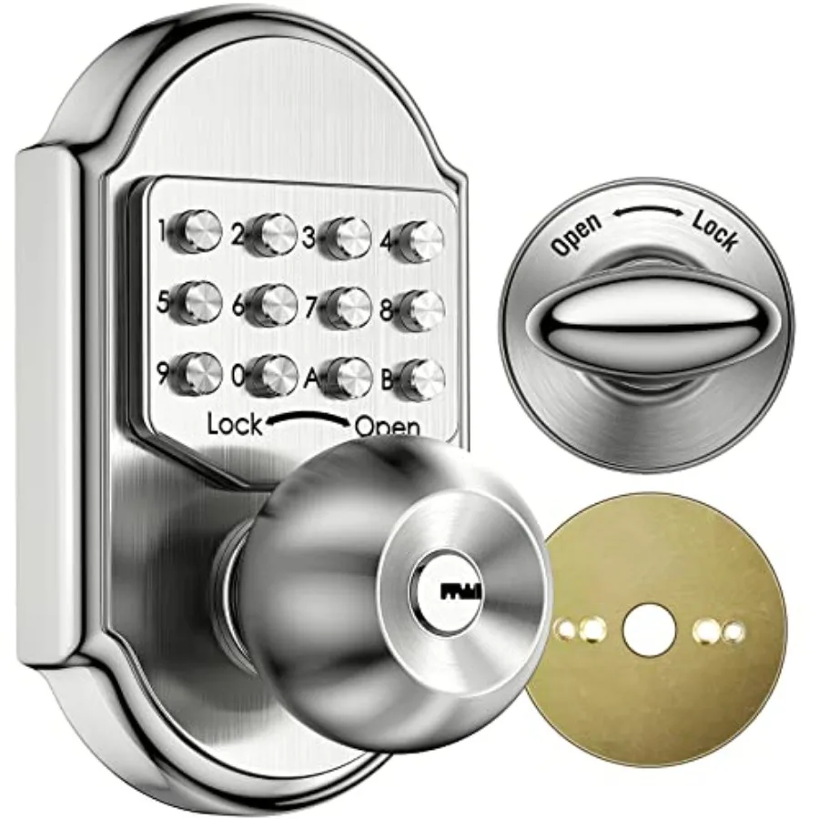 

Бесключевой кодовый замок-защелка для двери из нержавеющей стали 304, 100% механический - безрисковый кодовый замок для двери с защитой от неисправностей при низком заряде батареи