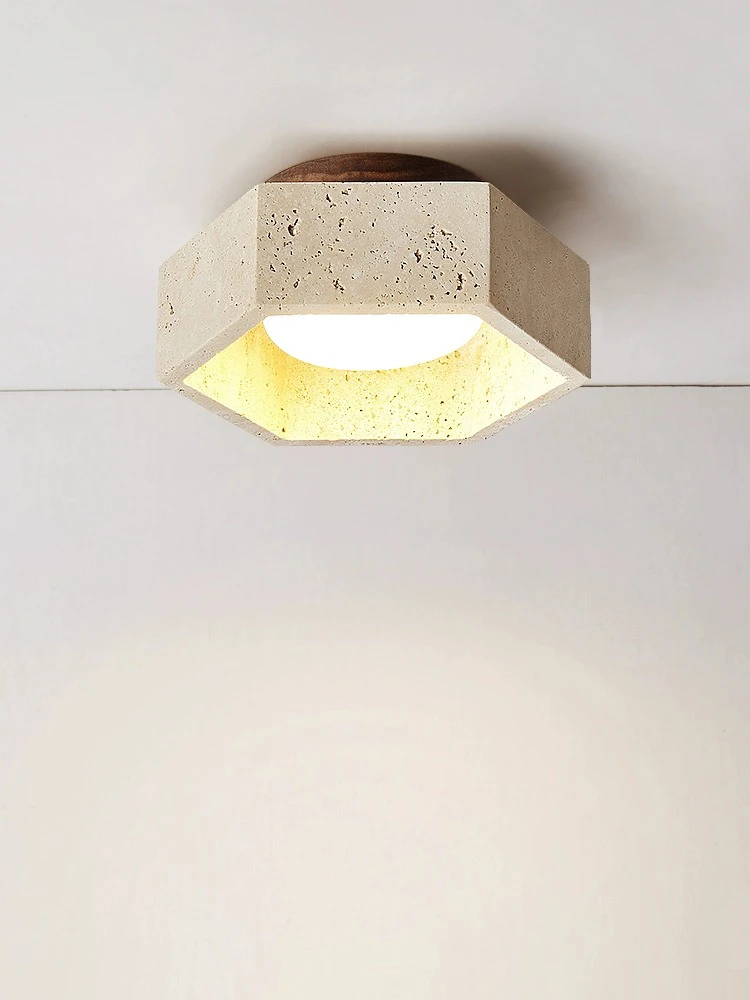 Yellow Travertine Cream Style Modern Simple Living Room Exposed Downlight Balcony Small Light Entrance Corridor Ceiling Lamp LED