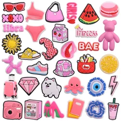 Hot Sale 1pcs PVC Shoe Charms Buckle Glasses Underwear Watermelon Milk Sandals Shoes Decoration Fit Wristbands Holiday Present