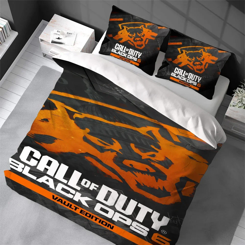 C-Call D-Duty-Juego de funda nórdica de 6 juegos, cama de algodón de lavado suave, cómoda cama de verano de 3 piezas para dormitorio de estudiantes, ropa de cama para el hogar, color negro