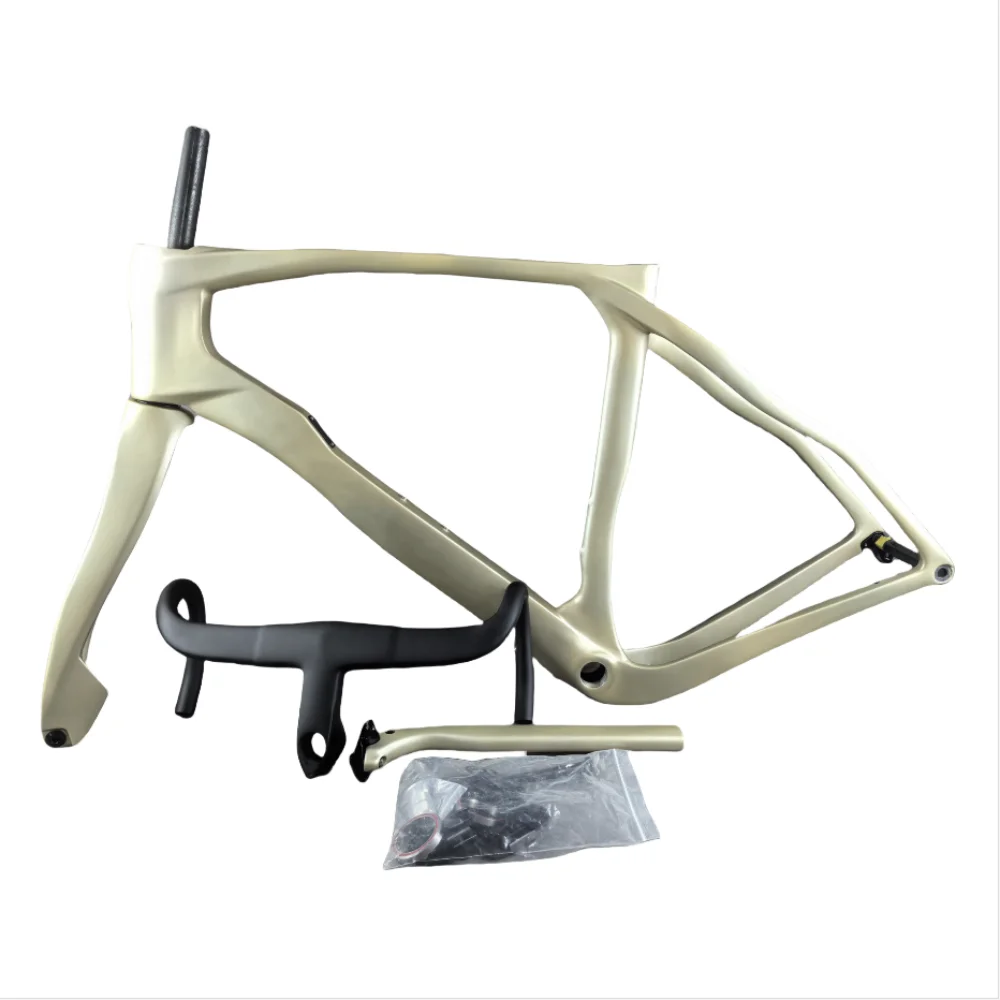 

Gravel Carbon Bike Frame Di2/Mechanical BSA Compatible Lightweight Racing Bicycle Frameset Full Internal Routing EU DPD Gold