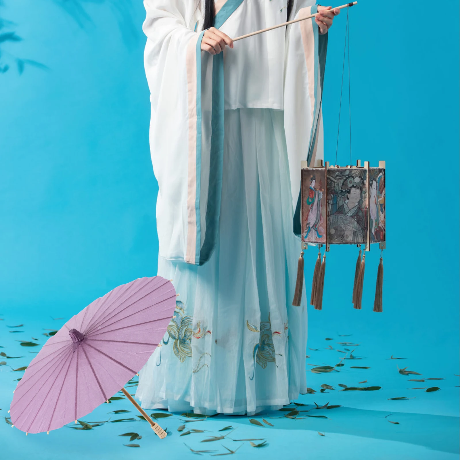 

2 Pcs Blank Oiled Paper Umbrella Decorative Parasol Parasols Photography DIY Umbrellas Cosplay Decorations Wood Travel
