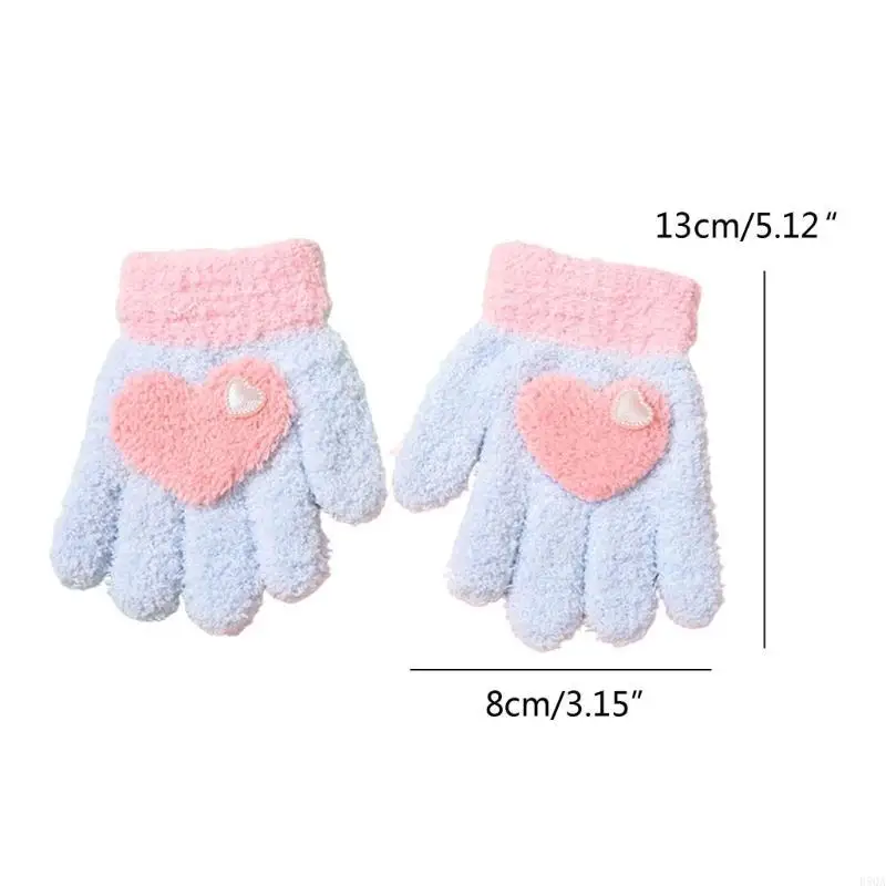 D5QA Washable Kids Winter Gloves Winter Full Finger Gloves Winterproof Fleece Gloves Practical & Trendy for Boys & Girls