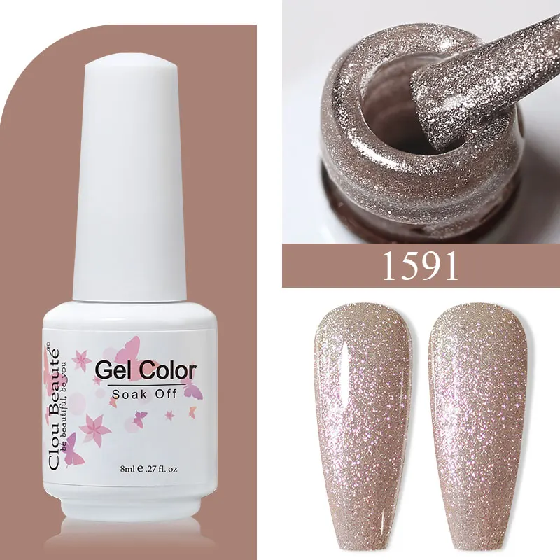 Clou Beaute 8ml 180 Colors Nail Glitter Gel Polish Soak Off UV Fingernail Gel Varnish Beige Gel Lacquer Vernis Gel Nails Art