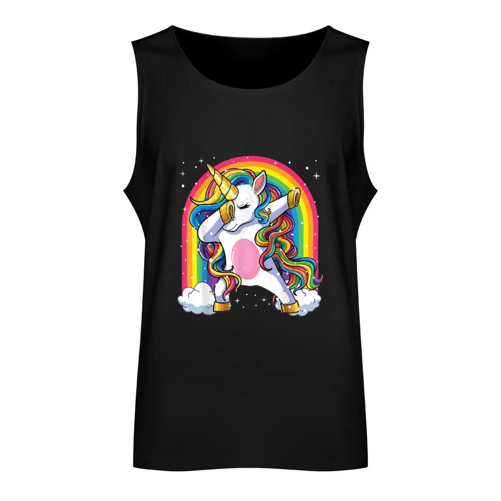 Dabbing Unicorn Rainbow Girls Kids Women Dab Unicorn Tank Top Gym t-shirt man tops