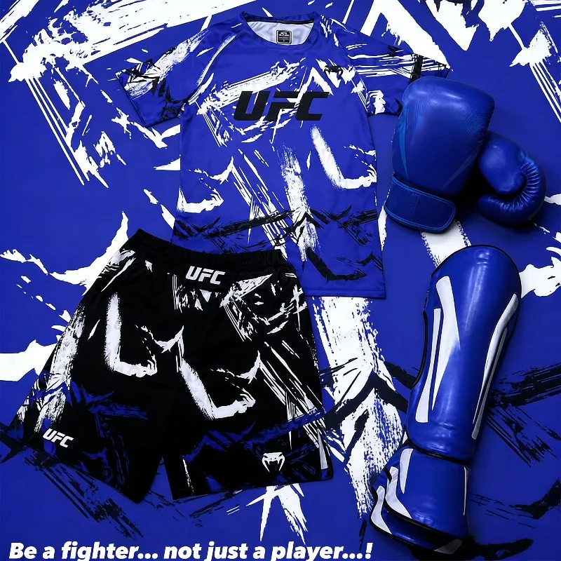 

Новый дышащий быстросохнущий спортивный комплект для тренировок по боксу и джиу-джитсу UFC MMA 2026 для мужчин и женщин, синий, для тяжеловесов