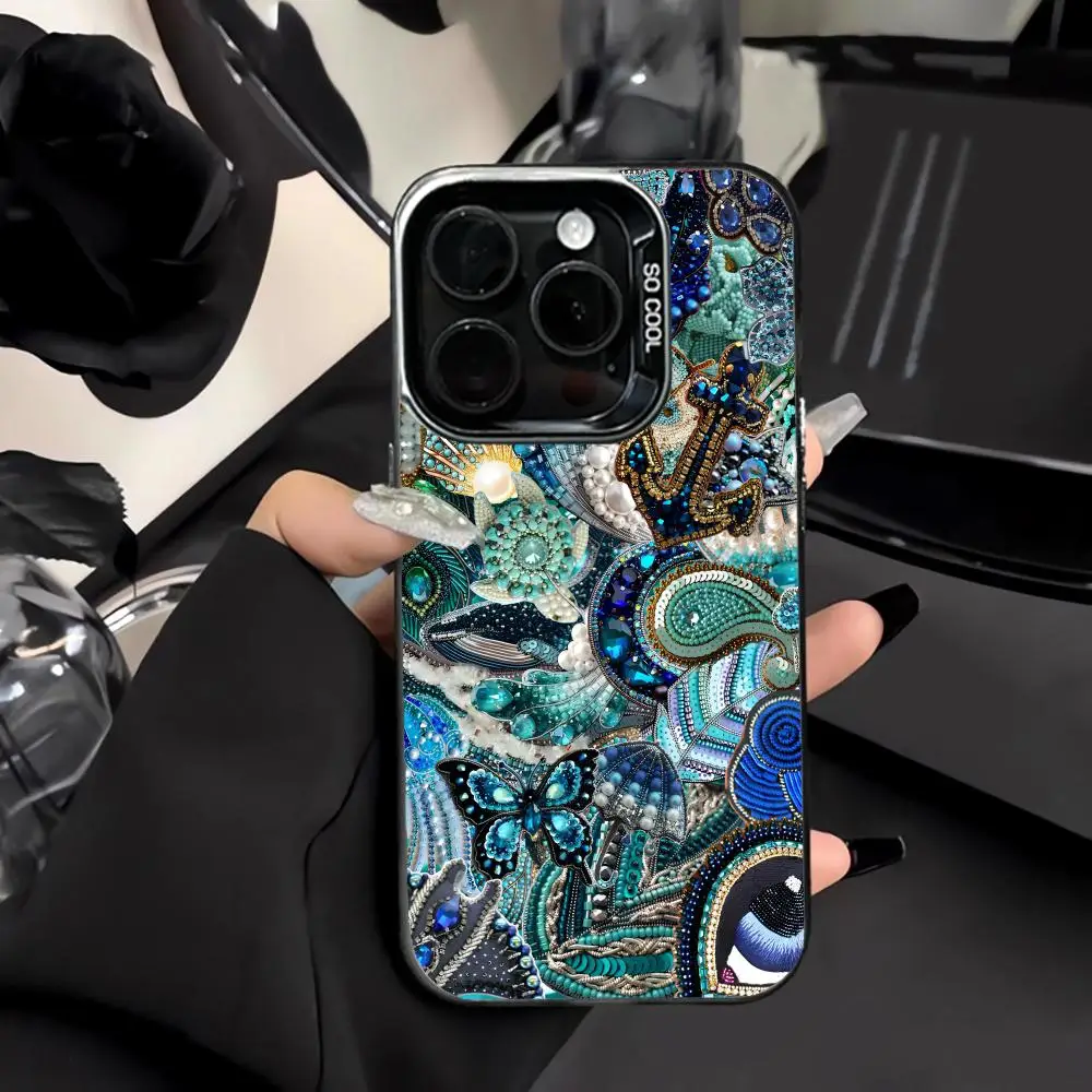 

Retro Blue Eye Design Mobile Phone Case Shockproof and Anti Slip Frosted Suitable for iPhone 16 15 14 13 12 11 Pro Max Plus Mini