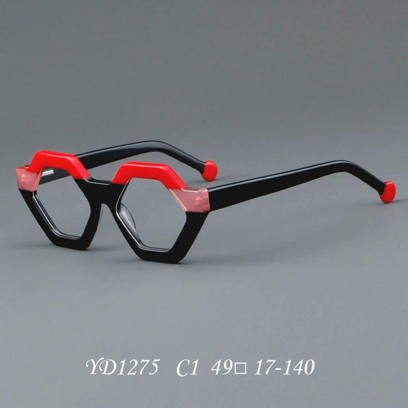 Niche designer literary glasses frame men\'s retro polygonal square frame thickened fashion optical prescription full frame glass