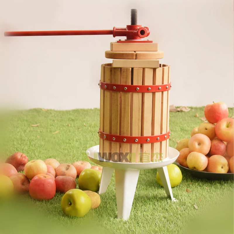 Manual wood press, apple, grape, honeycomb, juice extraction and separation