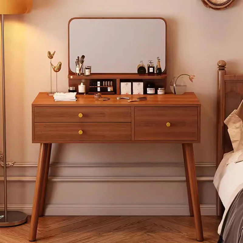منضدة الزينة الخشبية رف خشبي طاولة الغرور تخزين خمر غرفة نوم ماكياج مكتب كرسي خزانة Comoda Para Quarto أثاث المنزل #5