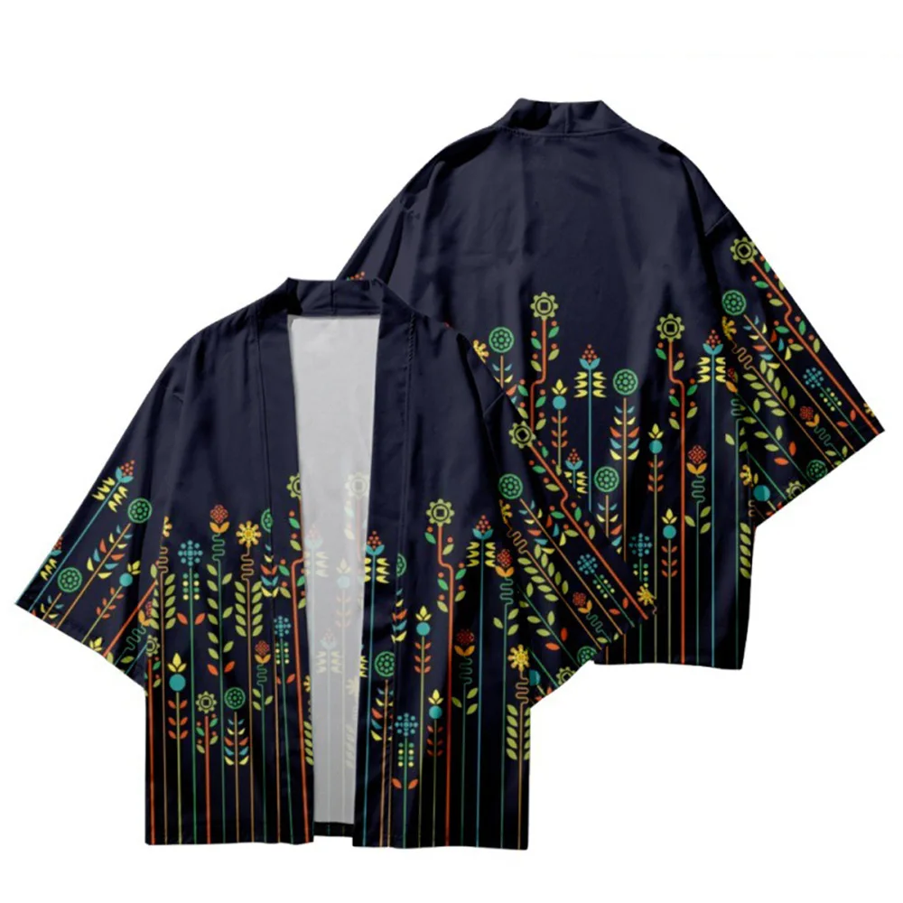 Color Cosplayer Japanese Anime Haori Cloak Men Cosplay Costume Fanny Whales Ukiyoe Printing Cardigan Loose Top Harajuku Jacket