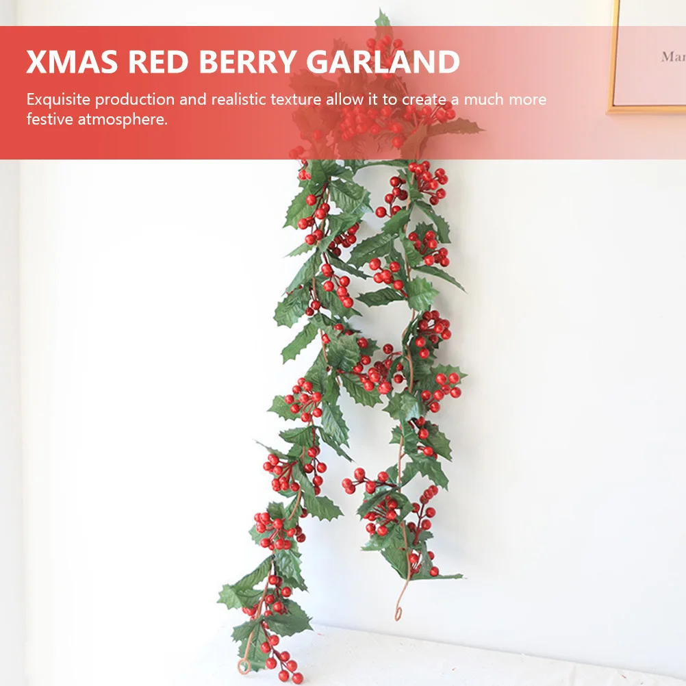 

Hanging Vine Red Berry Garland Xmas Party Decor Realistic Texture Never Wither Scene Layout Decor Xmas Red Berry Garland