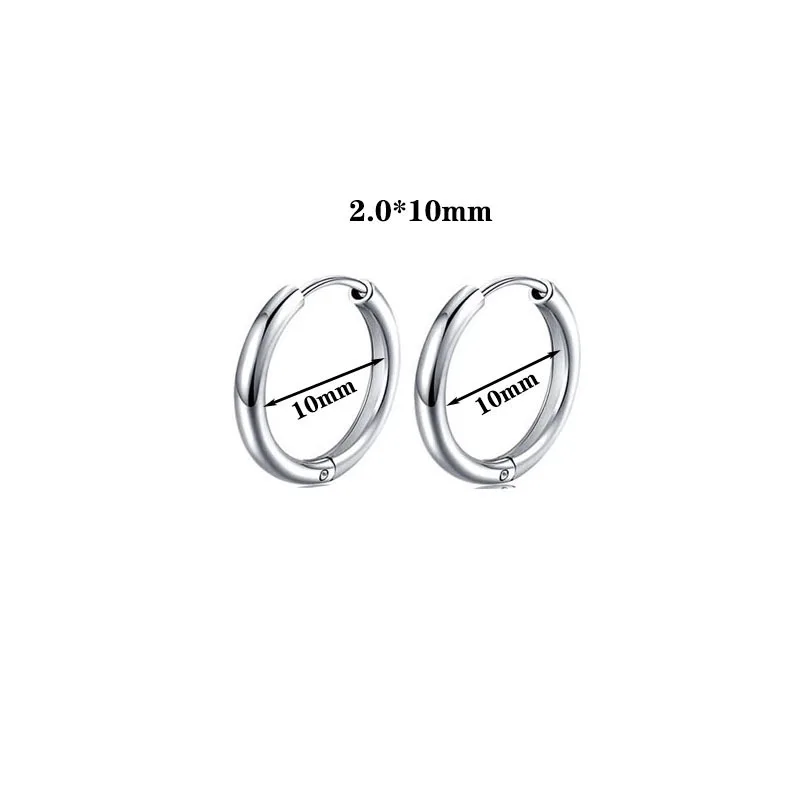 1pair 2.0mm Line 8mm-20mm Stainless Steel Hoop Earrings For Women Piercing Jewelry Earring Prevent Allergy Wholesale