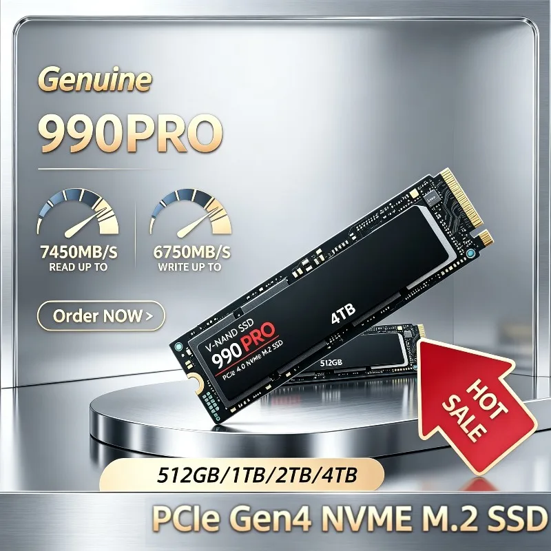Original brand 990 PRO 512GB-4TB Internal NVMe SSD, PCIe Gen4, Heat Sink, Stable Flagship Performance for Enthusiast PCs.