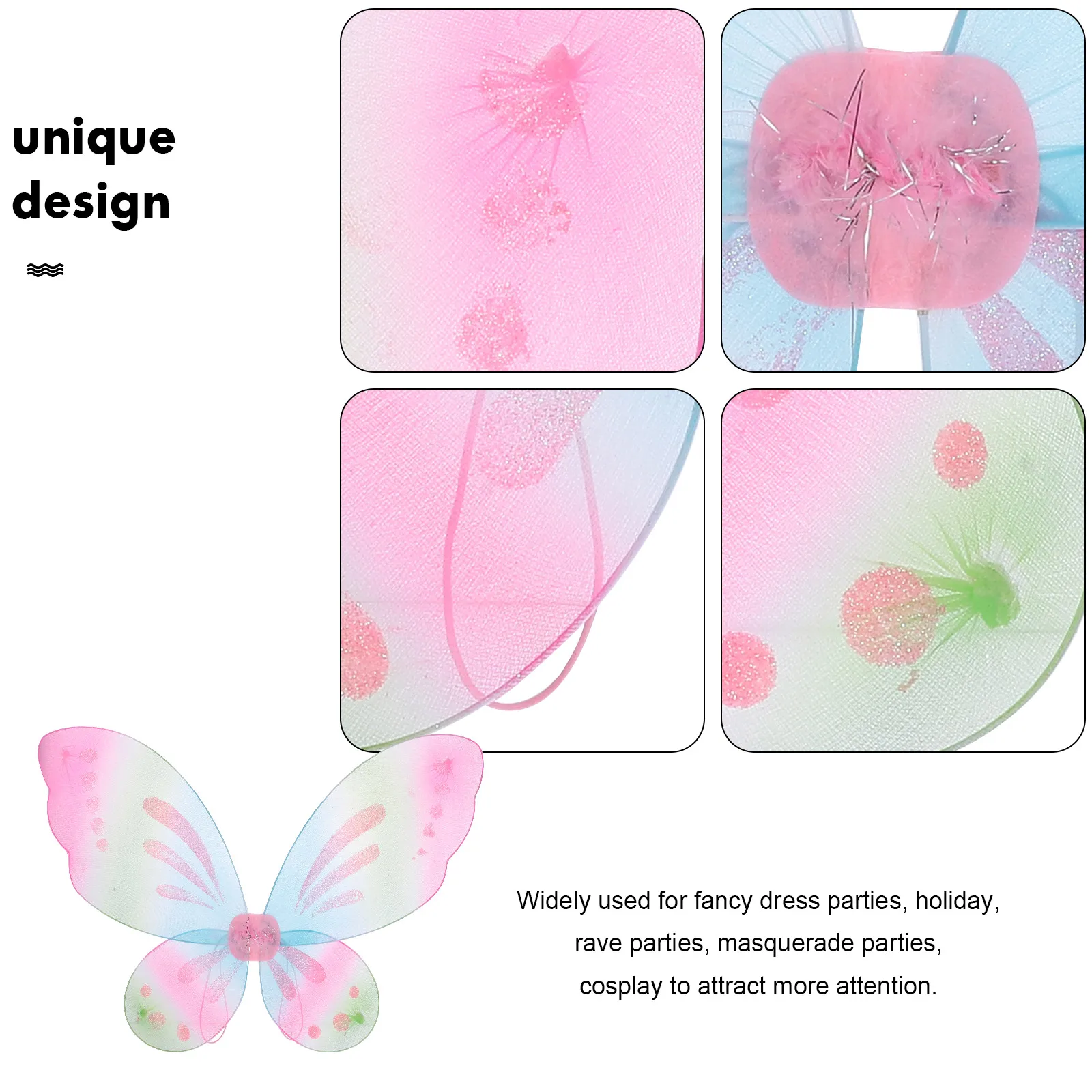 

Colorful Butterfly Wings for Girls Lightweight Large Fairy Cosplay Props Party Decorations Dress Up Accessories Photo Props DIY