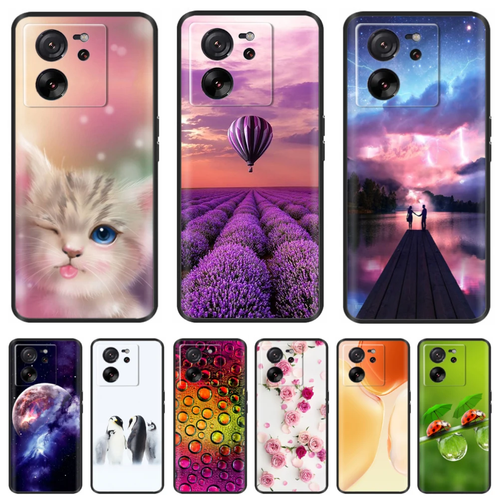 Cover For Xiaomi 13T Pro Case Soft Black Silicone Cute Shockproof Shell Coque Phone Cases For Xiaomi 13T 5G Capas Cover Hoesje