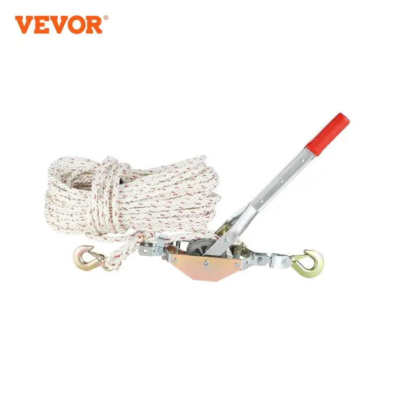 

VEVOR 0.75Ton Rope Puller Come Along Winch with 2 Hook Heavy Duty Ratchet Power Puller Tool for Moving Boats Transporting Logs