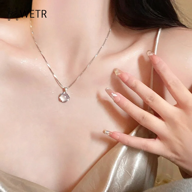 Элегантное простое круглое ожерелье с опалом для женщин и девочек, модная милая цепочка на ключицы, ожерелье с расширенным смыслом, ювелирные изделия, подарки на день рождения