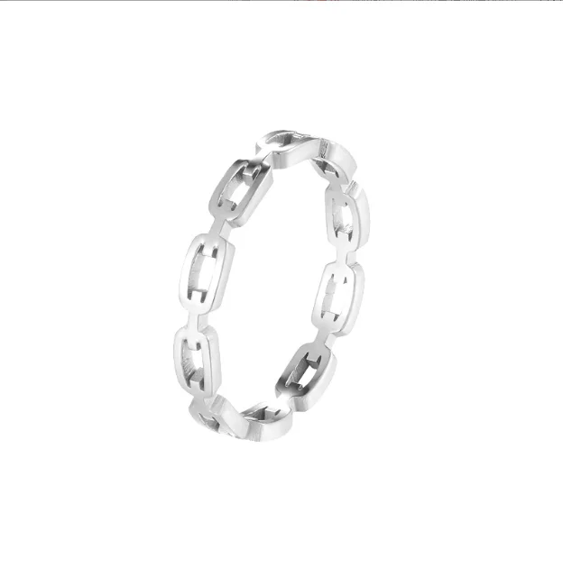 Fashion Jewelry New Stainless Steel Couple Ring Personalized Hollow Chain Design for Women