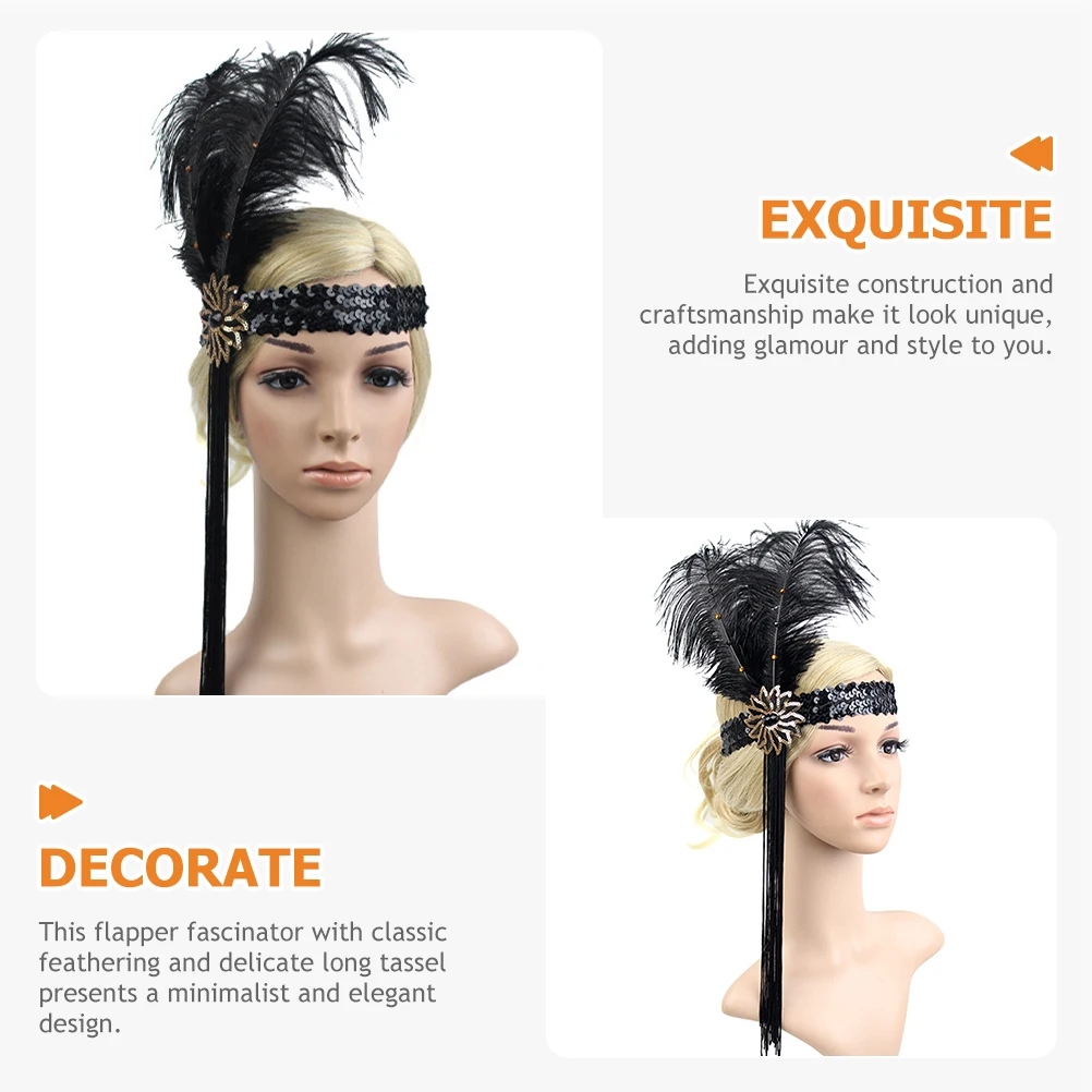 

Headband Tassel Women Flapper 1920s Accessories Black Crystal Prom Girls Fancy Party Headwear Hairband Hairstyle
