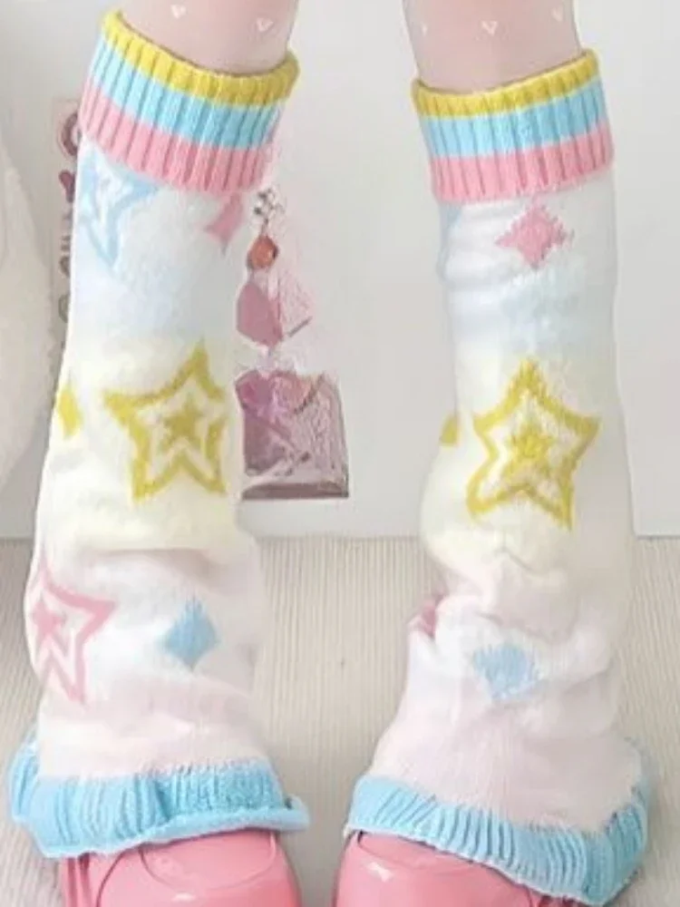 Y2k Esthetische Zoete Beenwarmers Vrouwen Ster Jacquard E-meisje Japanse Gebreide Sok Harajuku Gothic Vintage knielange Lange Sokken