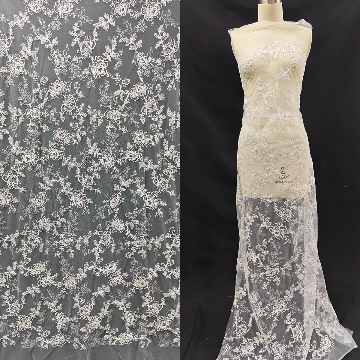 

Необработанные белые цветы, листья, вышитая сетка, вышитая цветочная ткань, ручная работа, свадебная сумка, украшение, кружевная ткань