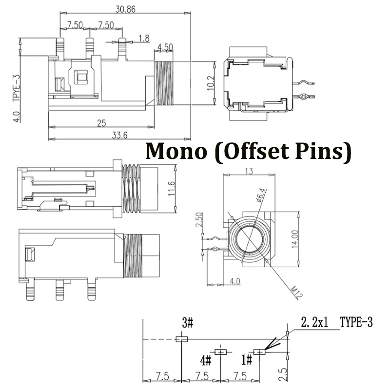 6,35mm 1/4 Zoll Audio-Buchse Mono Stereo TS TRS Buchse für Panelmontage für Gitarrenverstärker und Audiogeräte PJ308/309 – Detail 10
